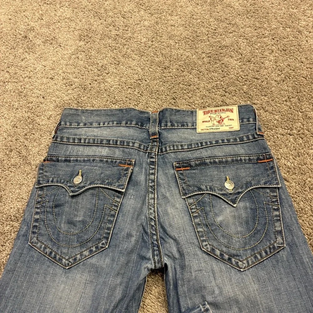 True Religion Straight Leg Pocket Flaps OM Denim Blue Jeans Dhum Men's 36x34